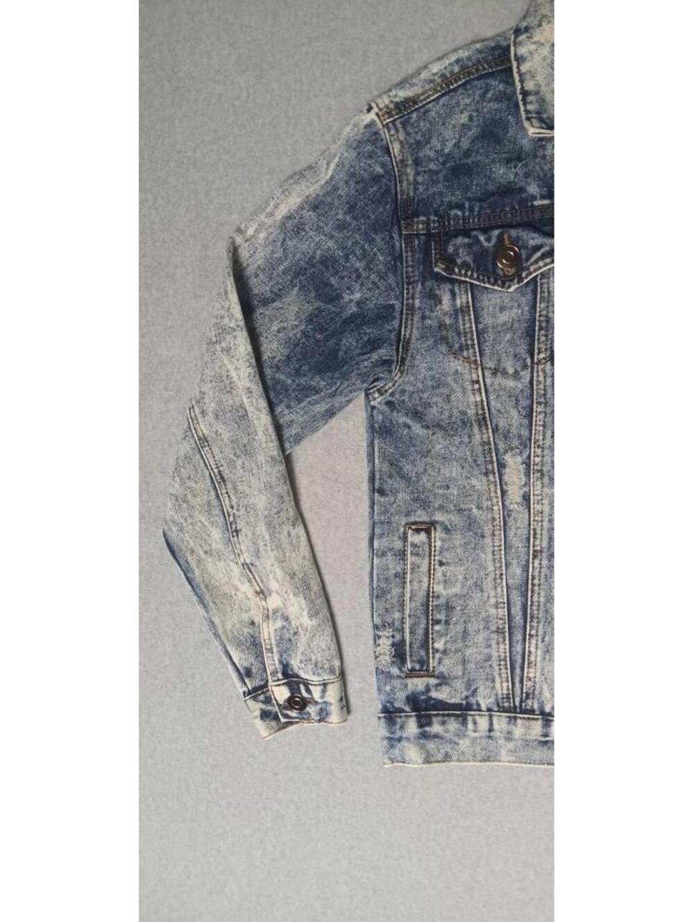 Carbon Denim Jean Jacket Mens Size Small Blue Jean Distressed Partial Acid Wash - Picture 11 of 13